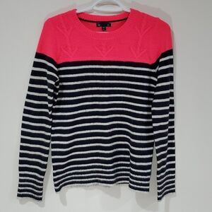 Gap small pink and black striped sweater